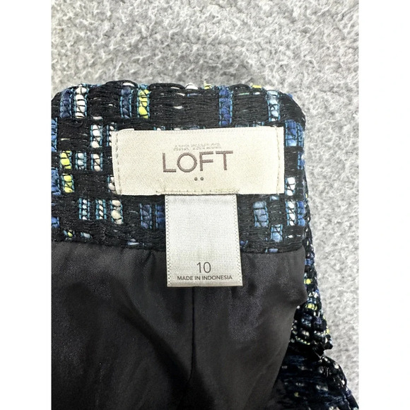 LOFT Mini Skirt Womens 10 Black Tweed Speckled Boho Twee Office Career Preppy - Picture 2 of 7